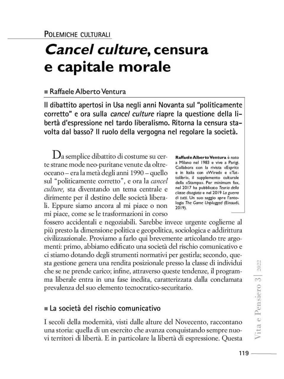Cancel culture, censura e capitale morale