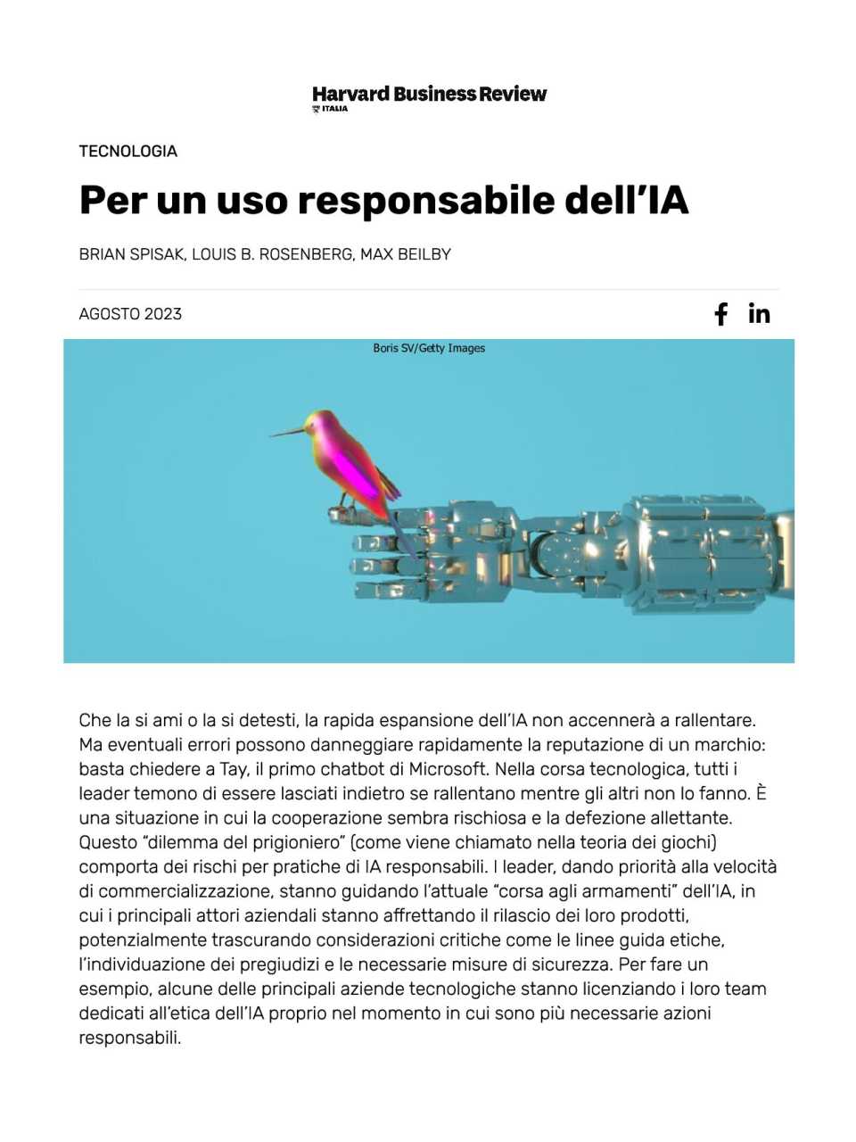 Per un uso responsabile dell’IA