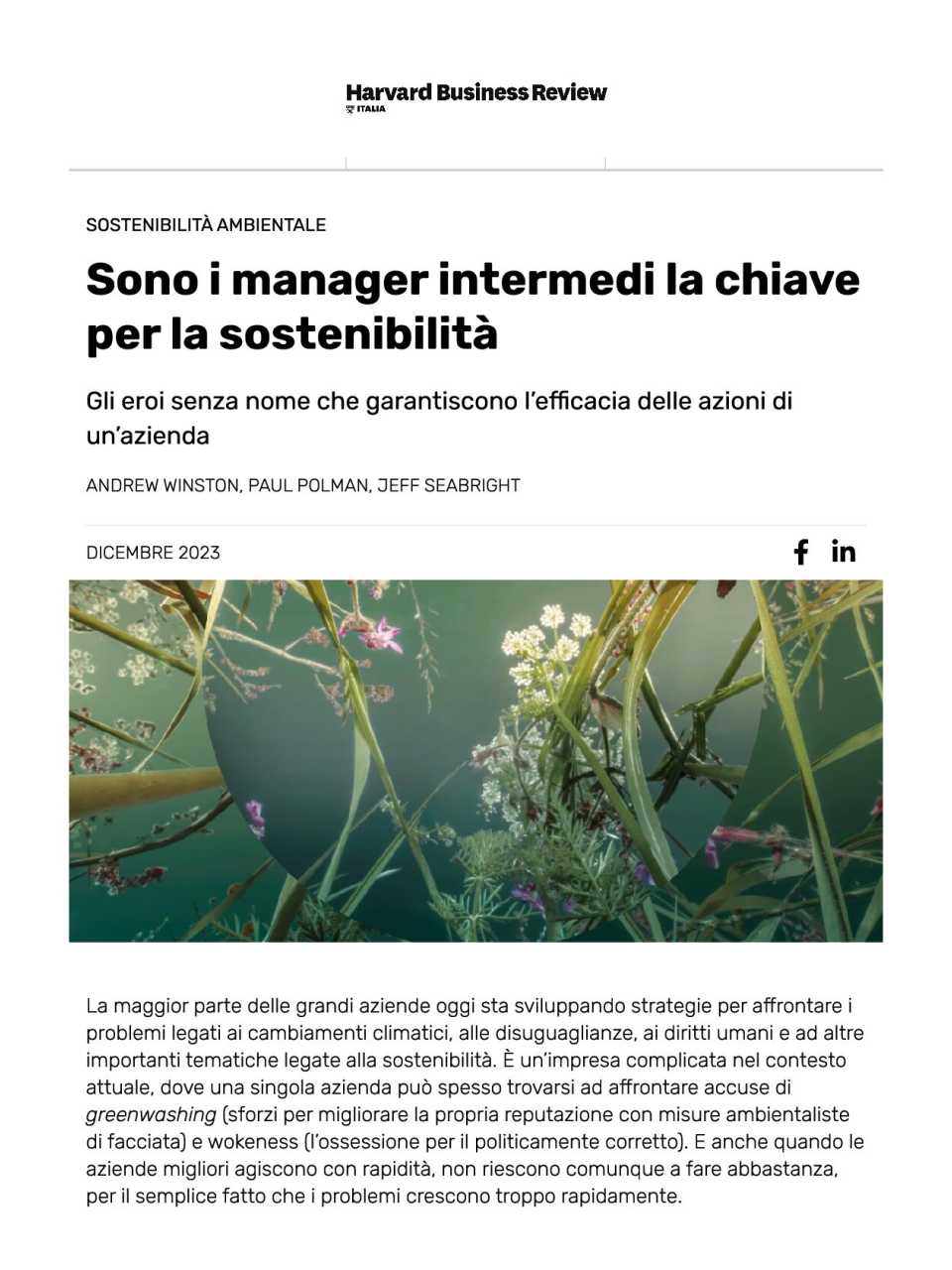 Sono i manager intermedi la chiave per la sostenibilità