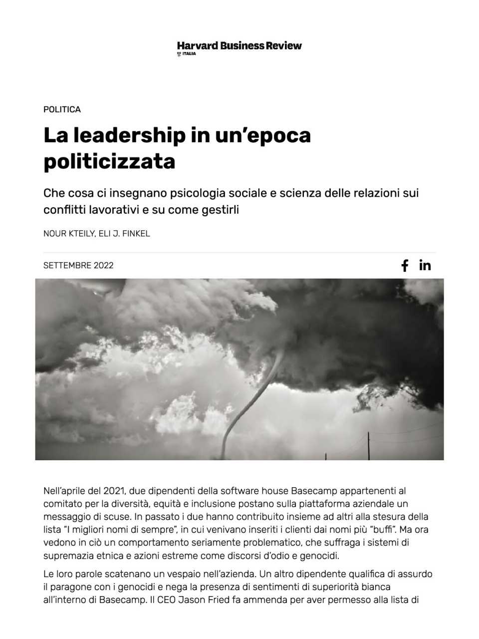La leadership in un’epoca politicizzata