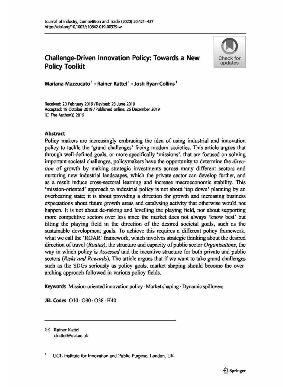 Challenge-driven innovation policy: towards a new policy toolkit