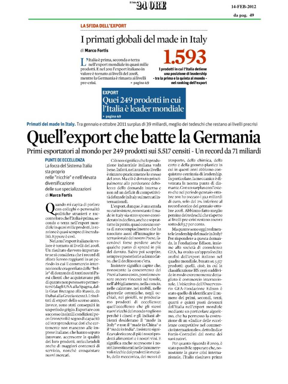 Quell'export che batte la Germania