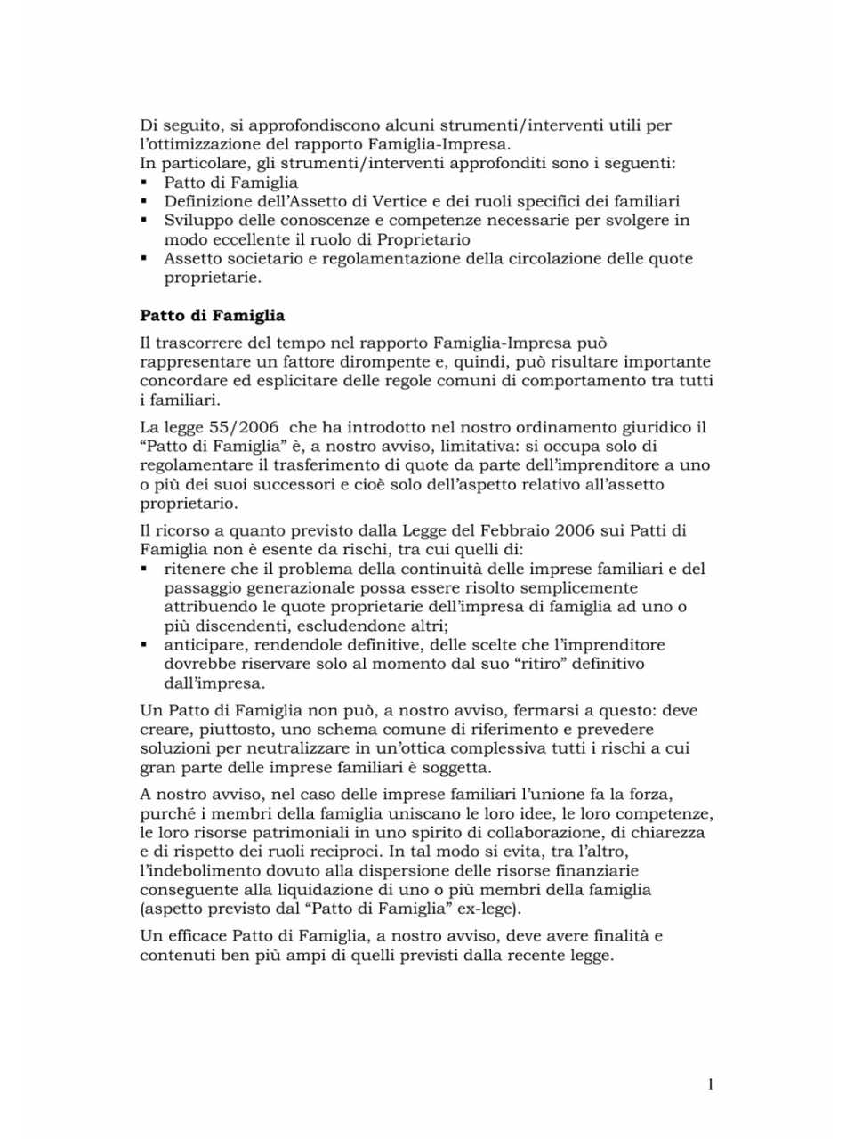 Principali interventi da realizzare per assicurare il successo nel rapporto famiglia-impresa nel presente e nel futuro