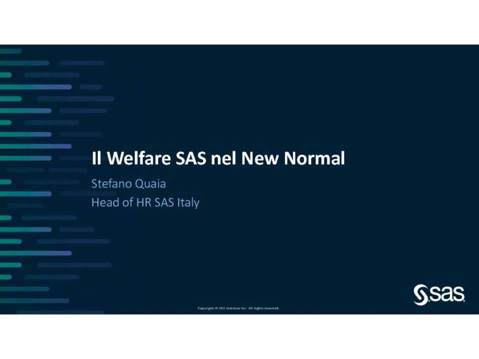 Il Welfare SAS nel New Normal