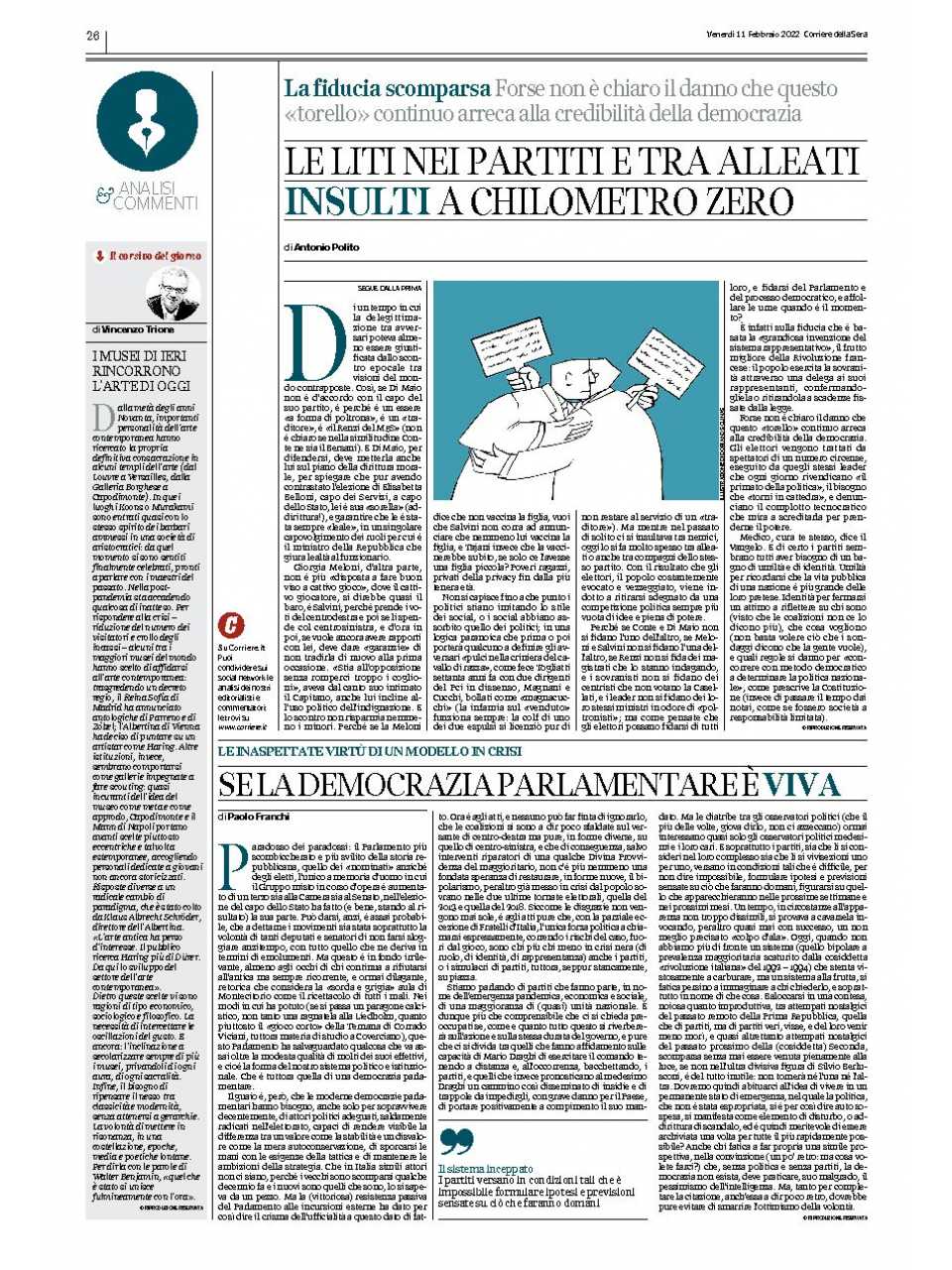 AGGIORNAMENTO PERMANENTEIN PRESENZA
In cammino verso il futuro dell’Italia. Incontro con Antonio Polito