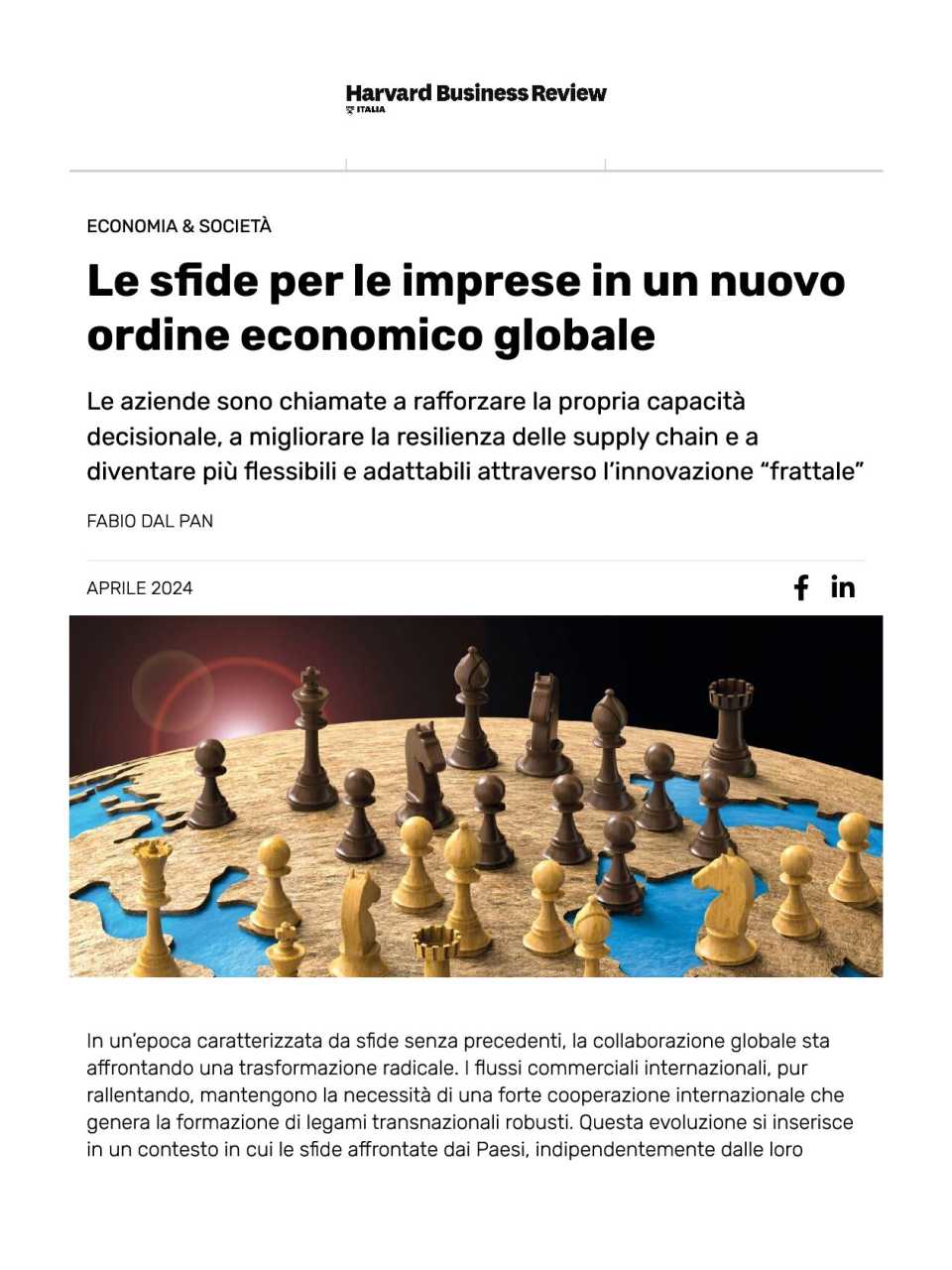 Le sfide per le imprese in un nuovo ordine economico globale