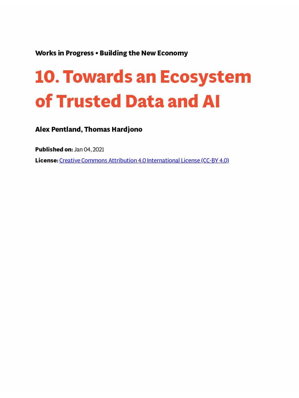 Towards an ecosystem of trusted data and AI