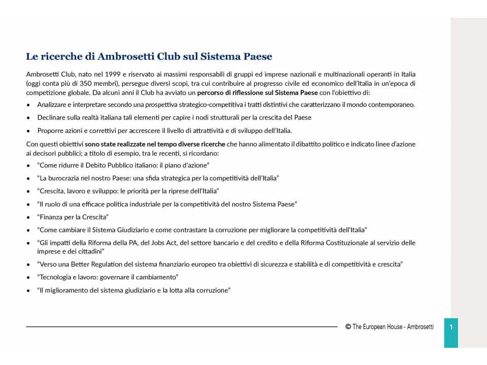 AGGIORNAMENTO PERMANENTEIN PRESENZA
Riflessioni sul futuro dell’Italia: sfide e prospettive per ricostruire il Paese