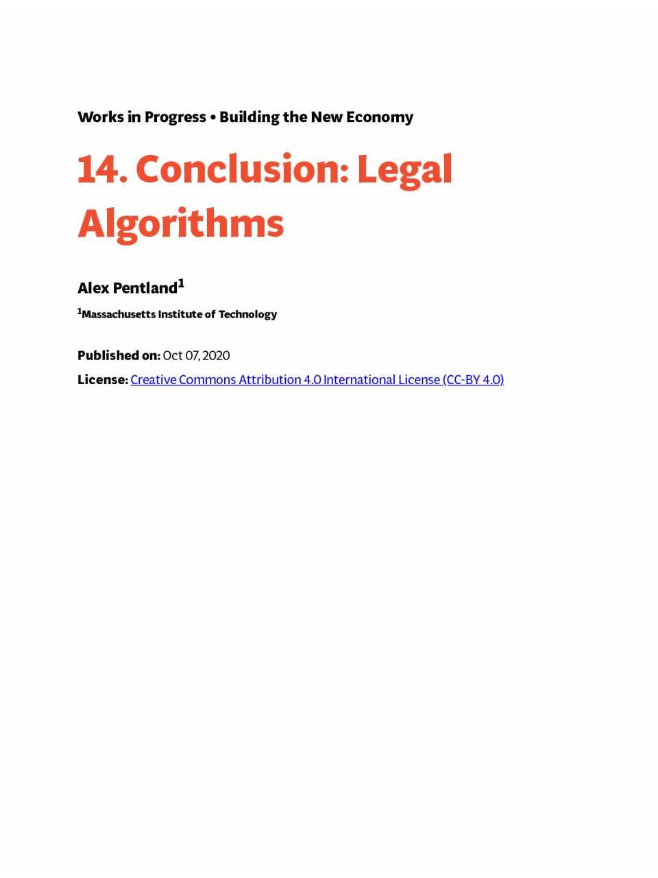 Conclusion: legal algorithms