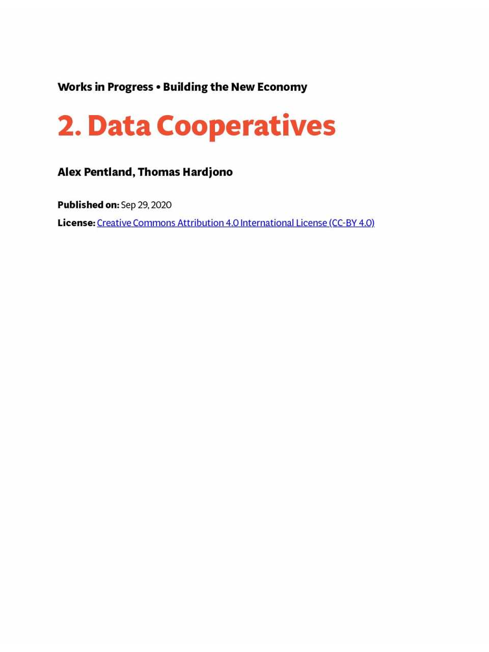 Data Cooperatives
