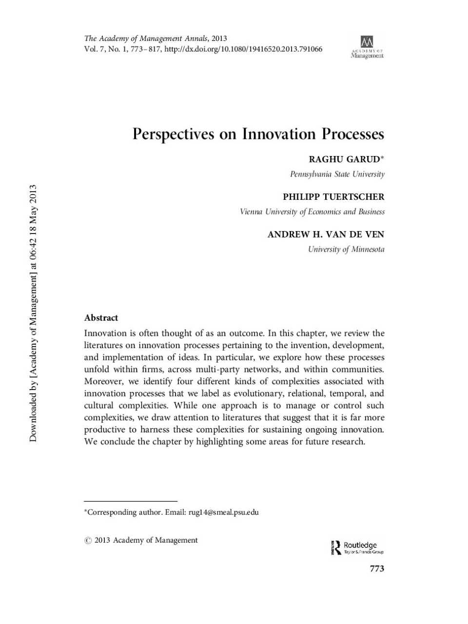 Perspectives on Innovation Processes
