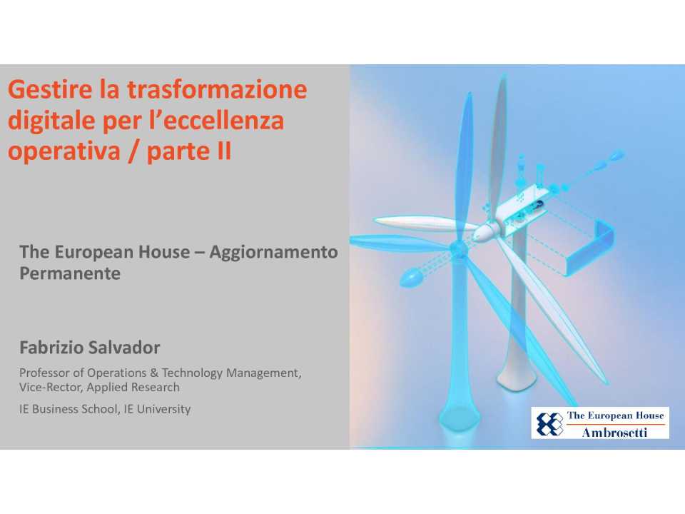 AGGIORNAMENTO PERMANENTEIN PRESENZA
Manifattura digitale: dati e scalabilità, le chiavi per ottenere il meglio dalla transizione digitale