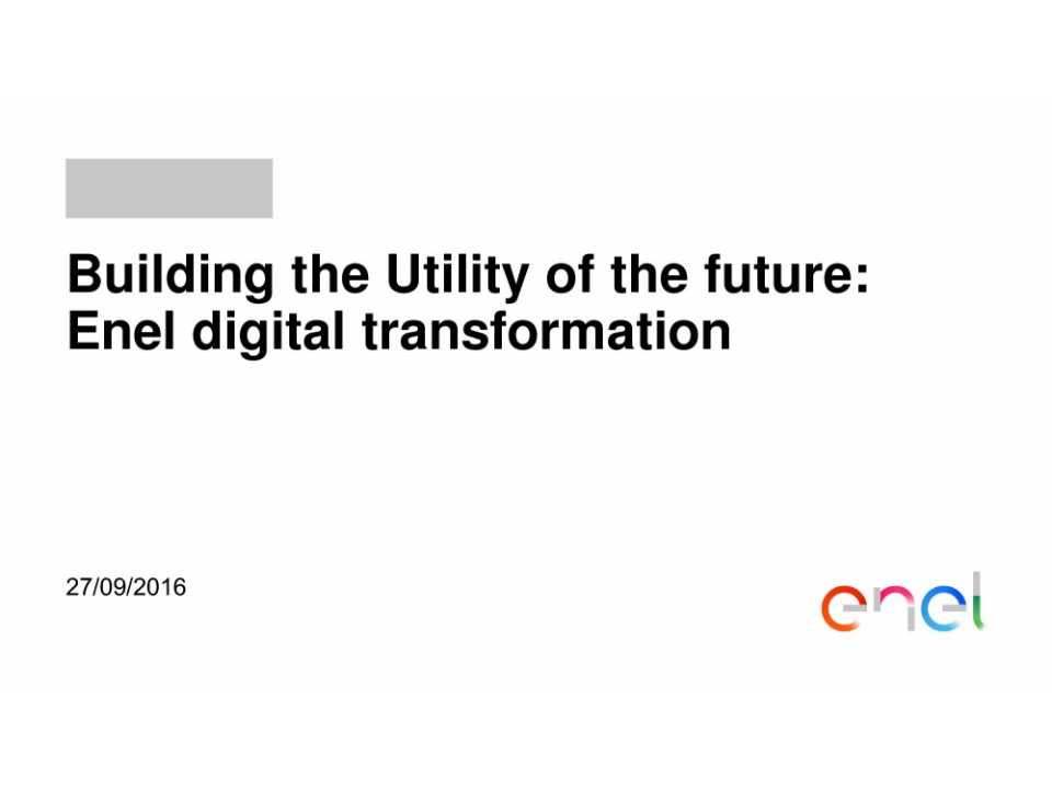 Presentazione, la utility del futuro: la trasformazione digitale