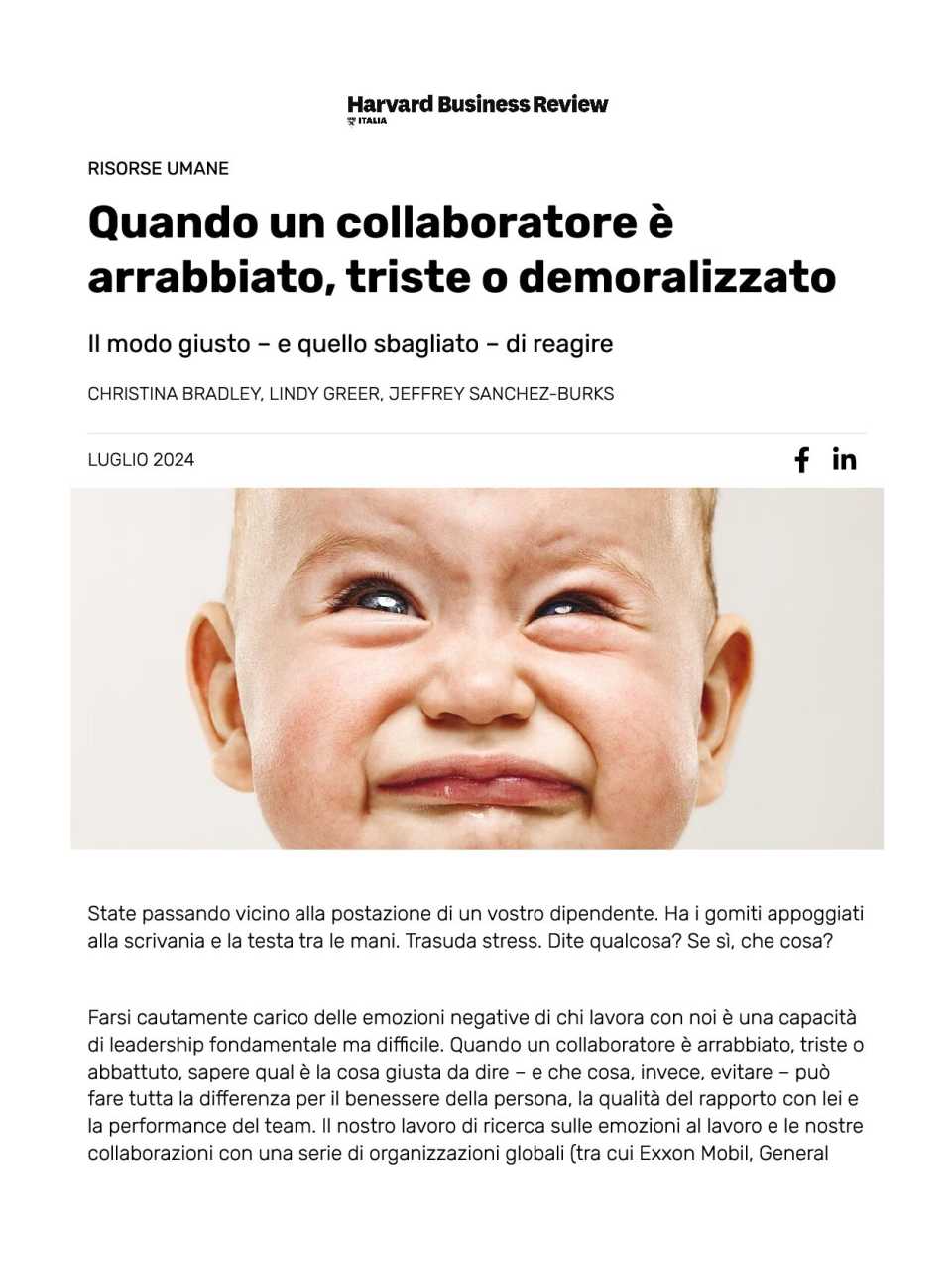 Quando un collaboratore è arrabbiato, triste o demoralizzato