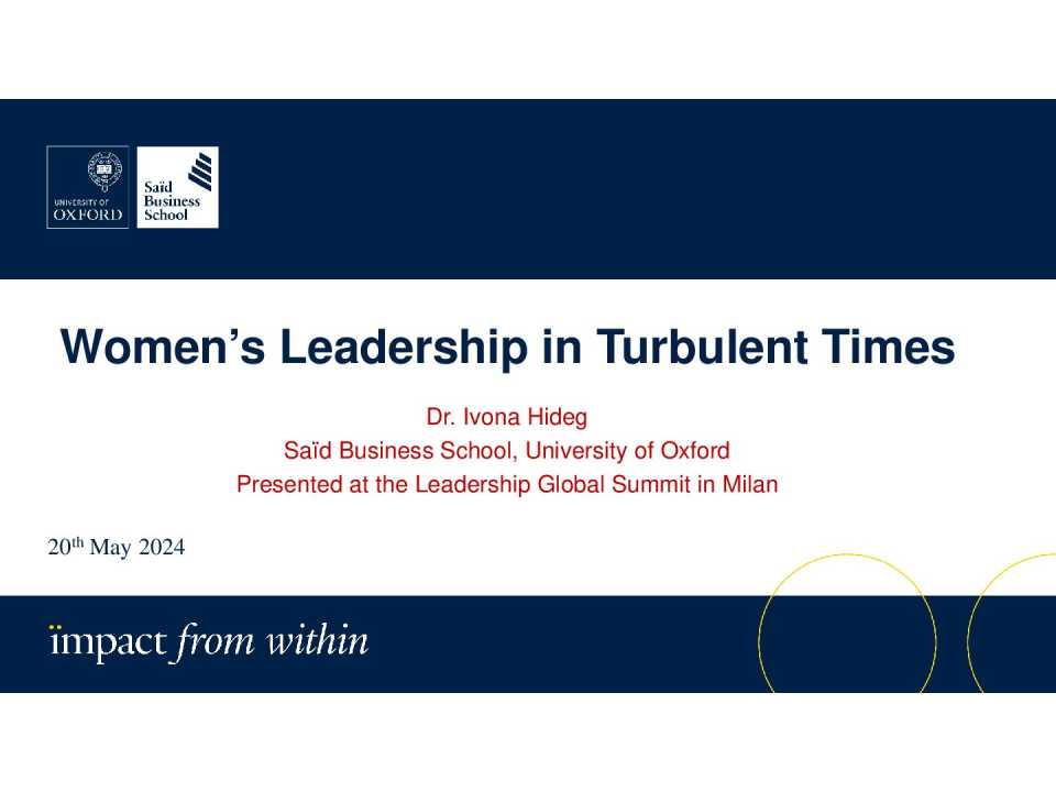 Women’s Leadership in Turbulent Times