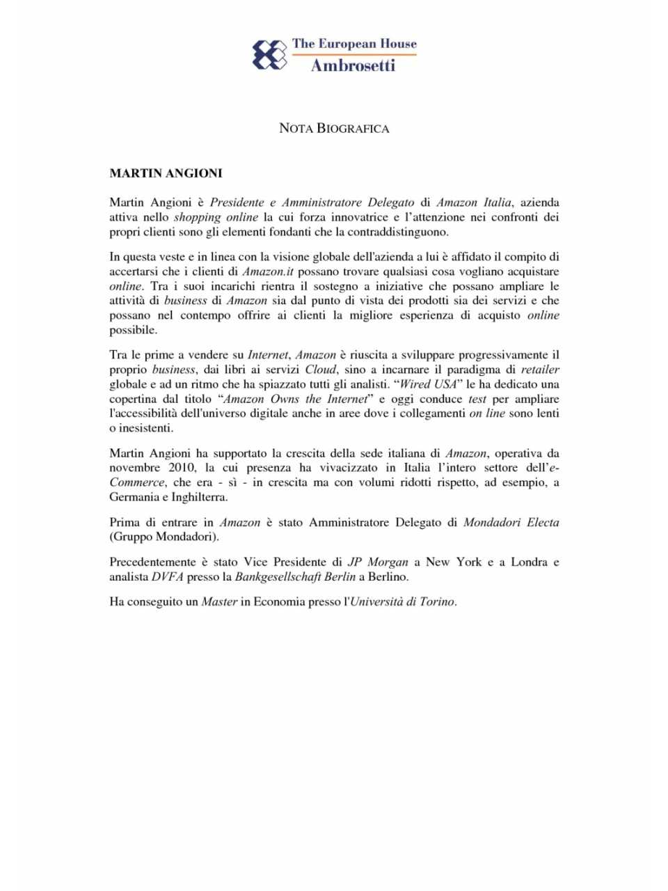 Nota biografica - Martin Angioni