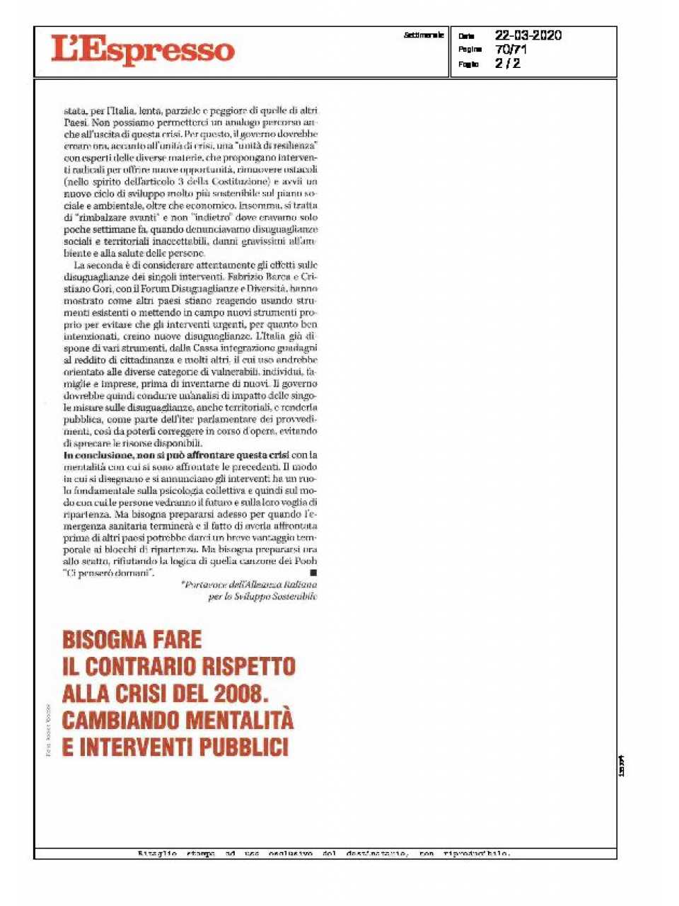 AGGIORNAMENTO PERMANENTEVIA WEB
WEBINAR LIVE
Dalla vulnerabilità alla resilienza: come gestire le istituzioni e le imprese ai tempi del Coronavirus