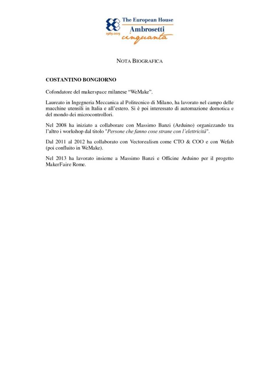 Costantino Bongiorno - Nota biografica