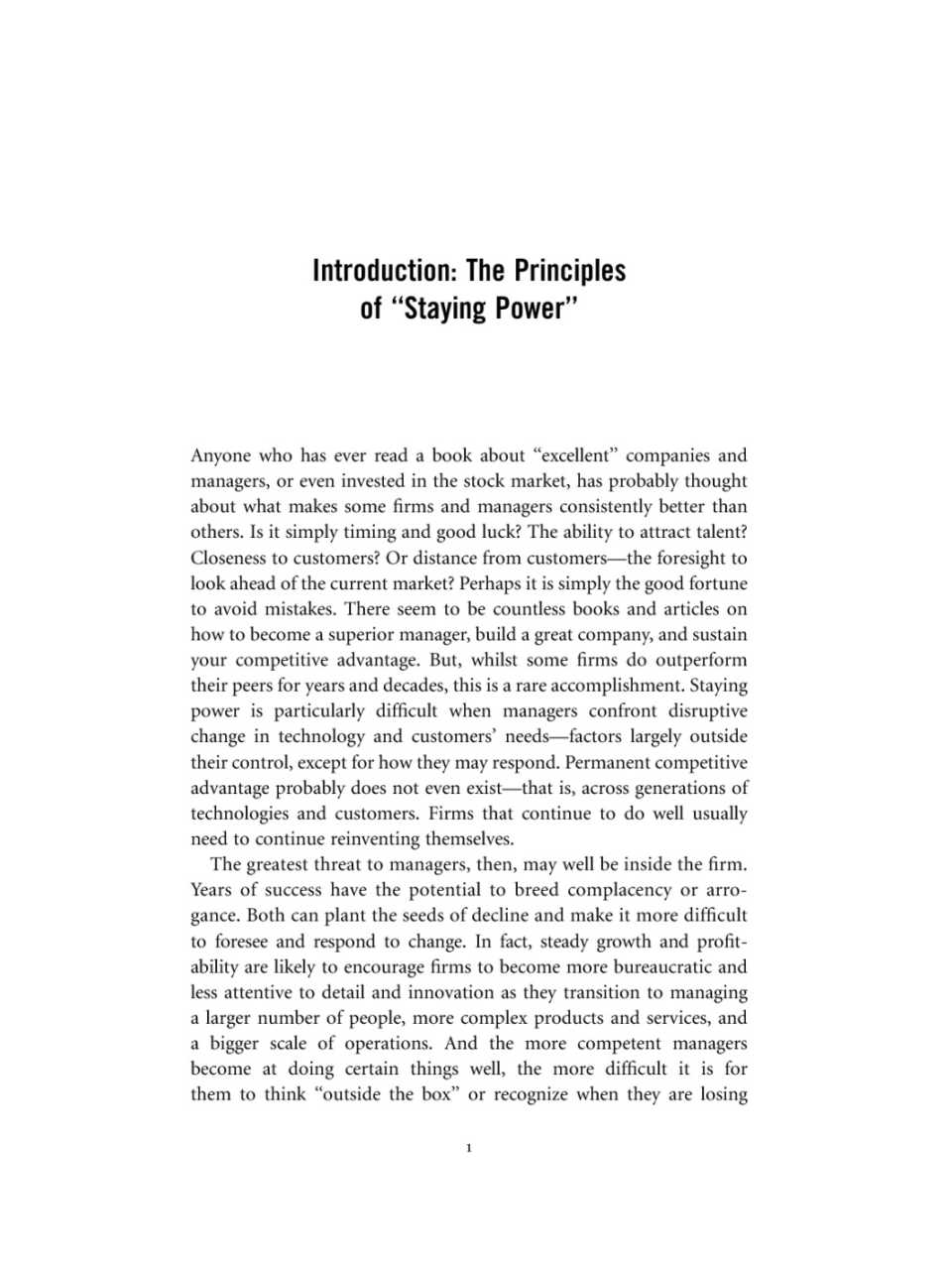 Introduction: the principles of staying power