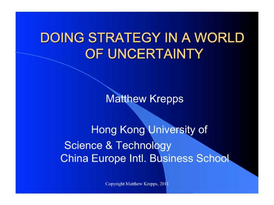 Doing strategy in a world of uncertainty