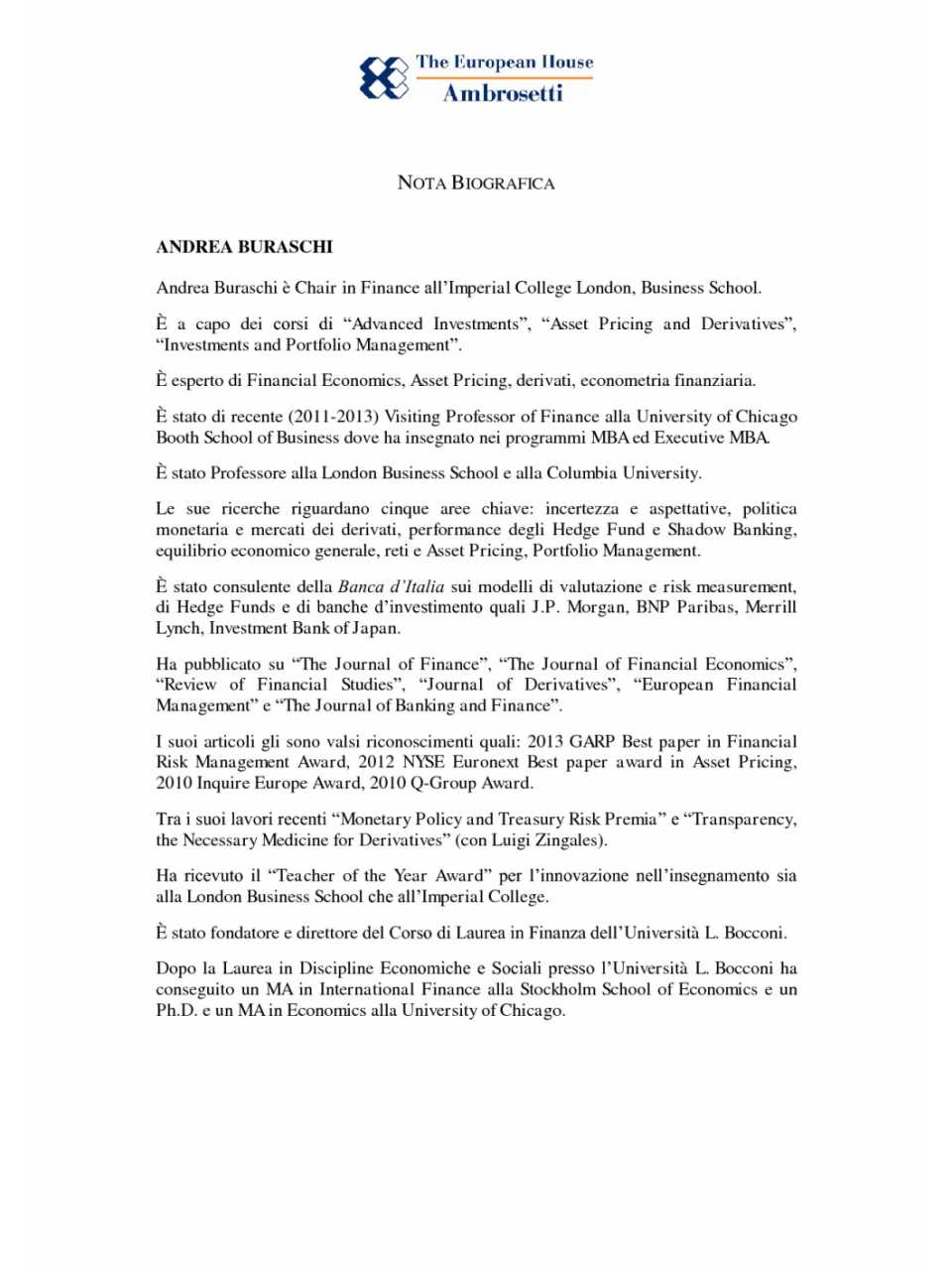 Nota biografica - Andrea Buraschi
