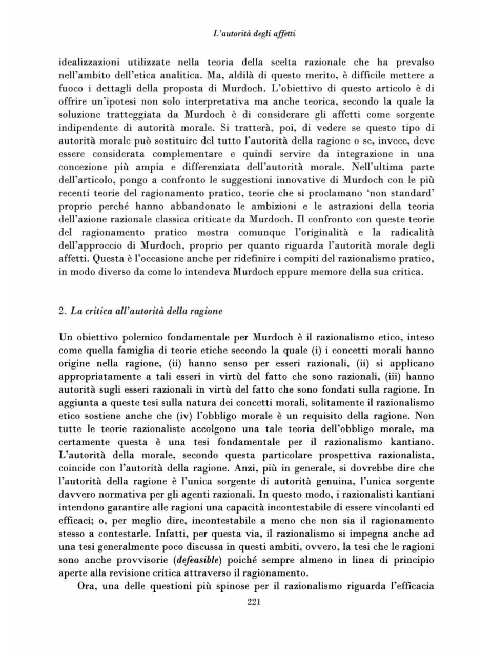 L'autorità degli affetti