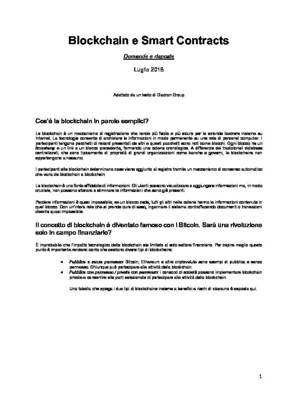 Blockchain e smart contracts - introduzione