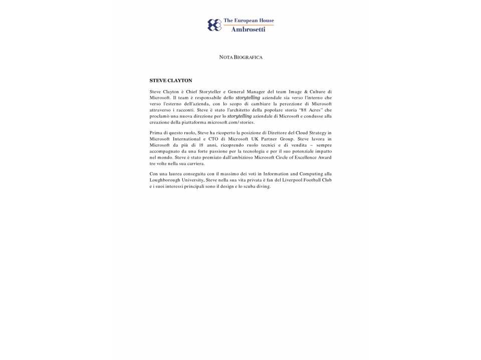Steve Clayton - Nota Biografica