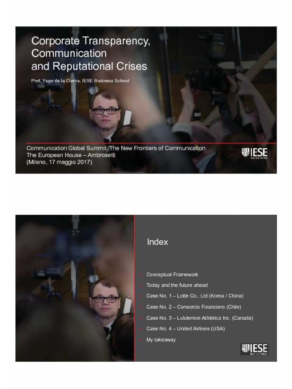 Corporate Transparency Communication and Reputational Crises - Santiago de la Cierva
