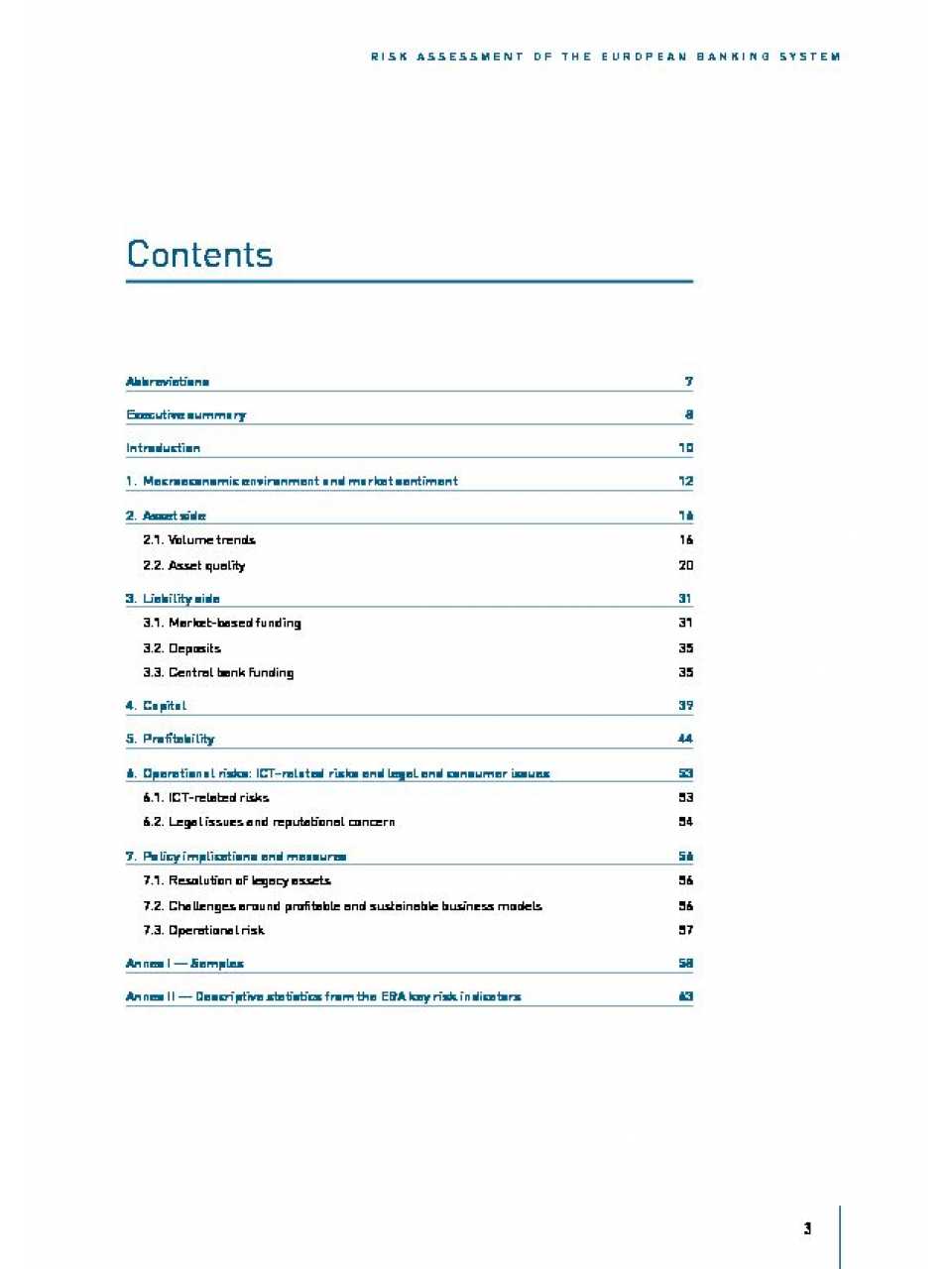 Risk Assessment of the European Banking System