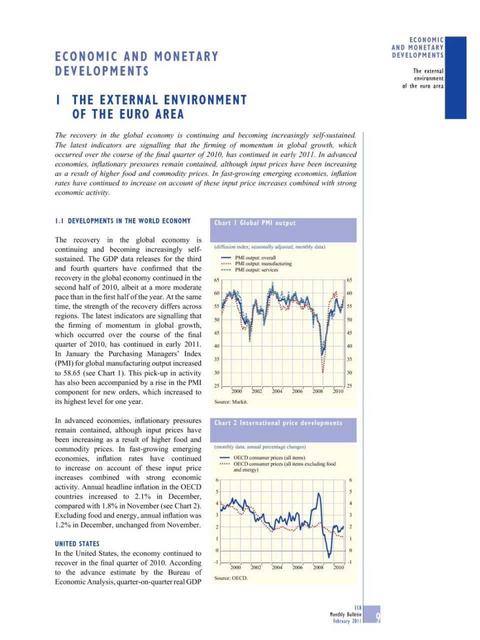 The external environment of the Euro area (Monthly Bulletin n. 2 - February 2011)