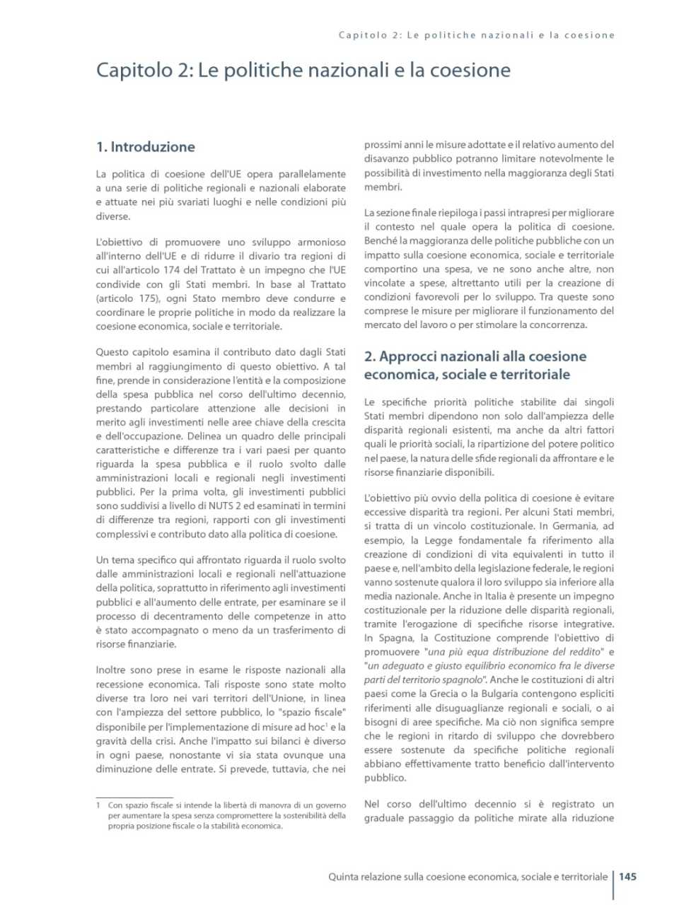 Le politiche nazionali e la coesione