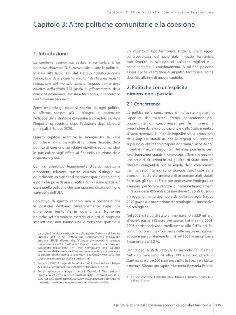 Altre politiche comunitarie e la coesione
