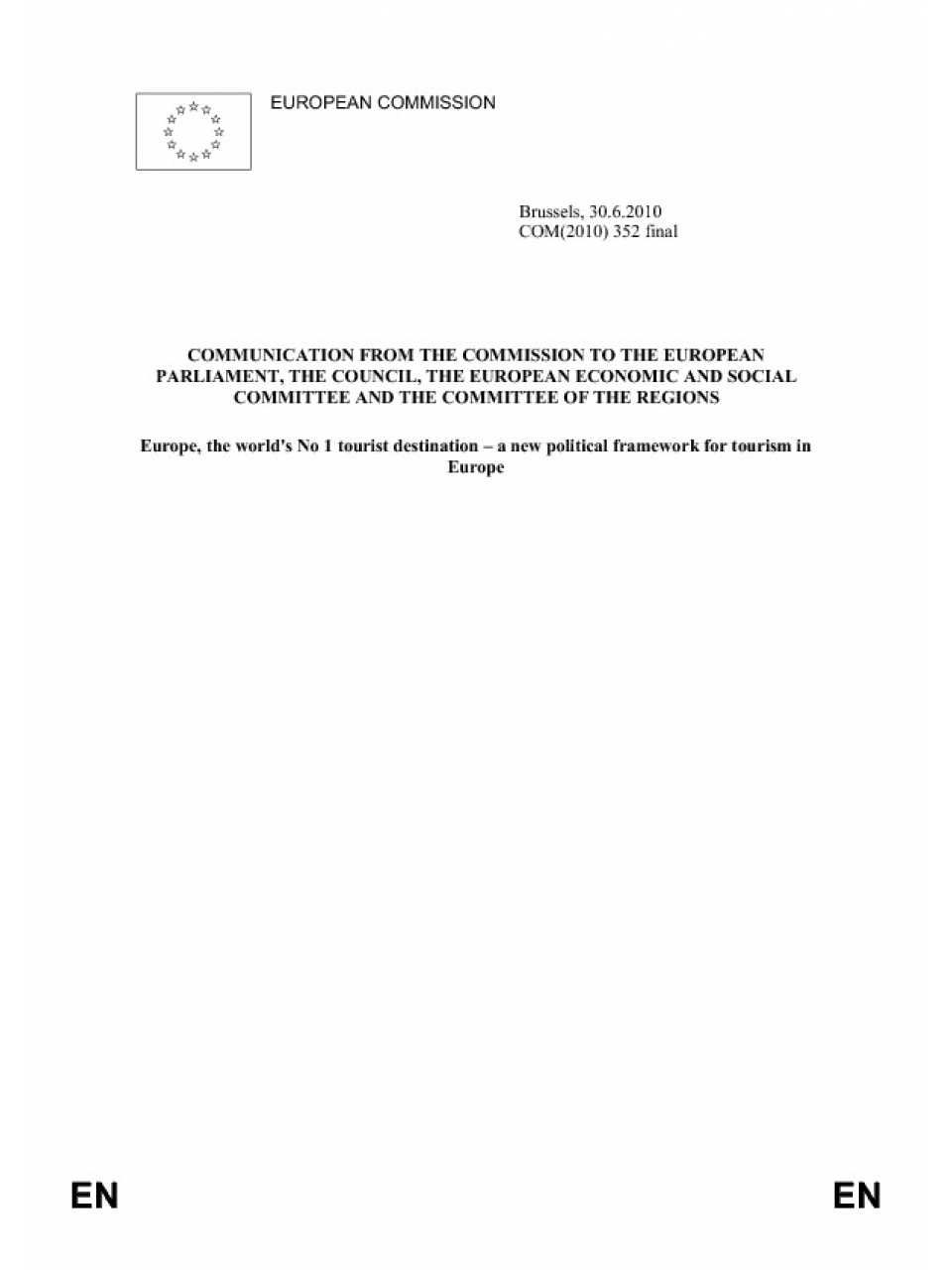 Communication from the Commission to the European Parliament, the Council, the European economic and social Committee and the Committee of the Regions