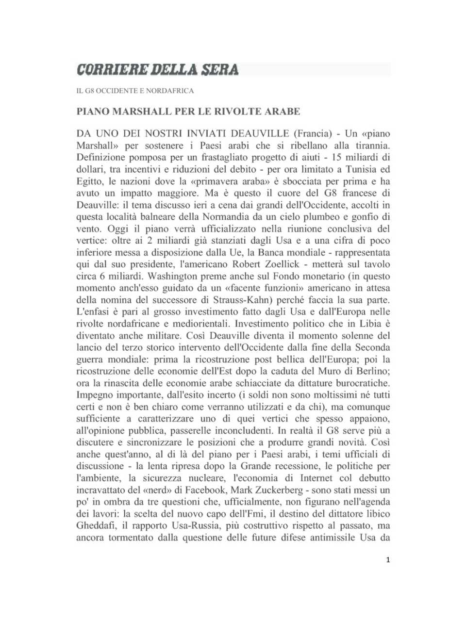 Piano Marshall per le rivolte arabe