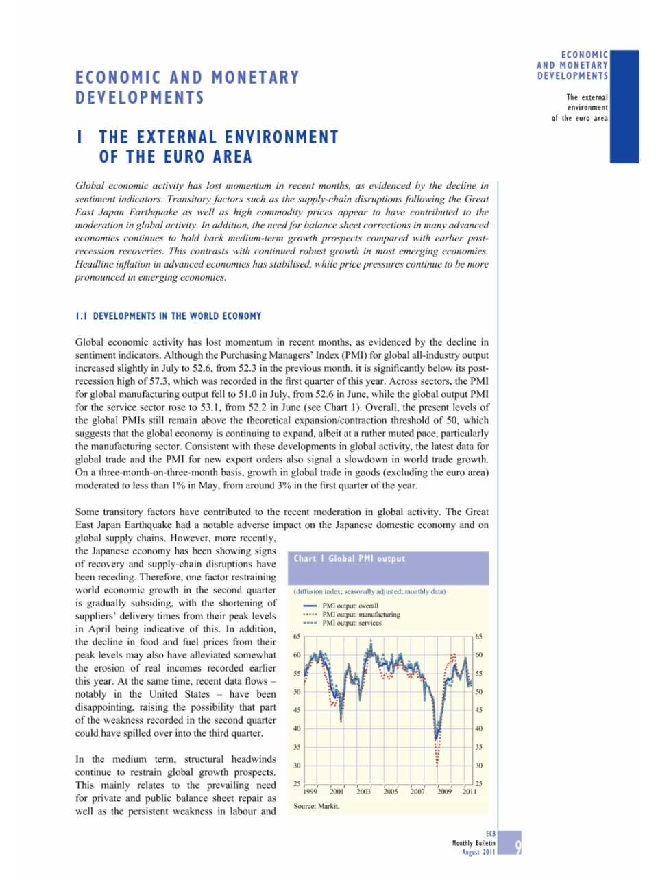 The external environment of the Euro area (Monthly Bulletin - August 2011)
