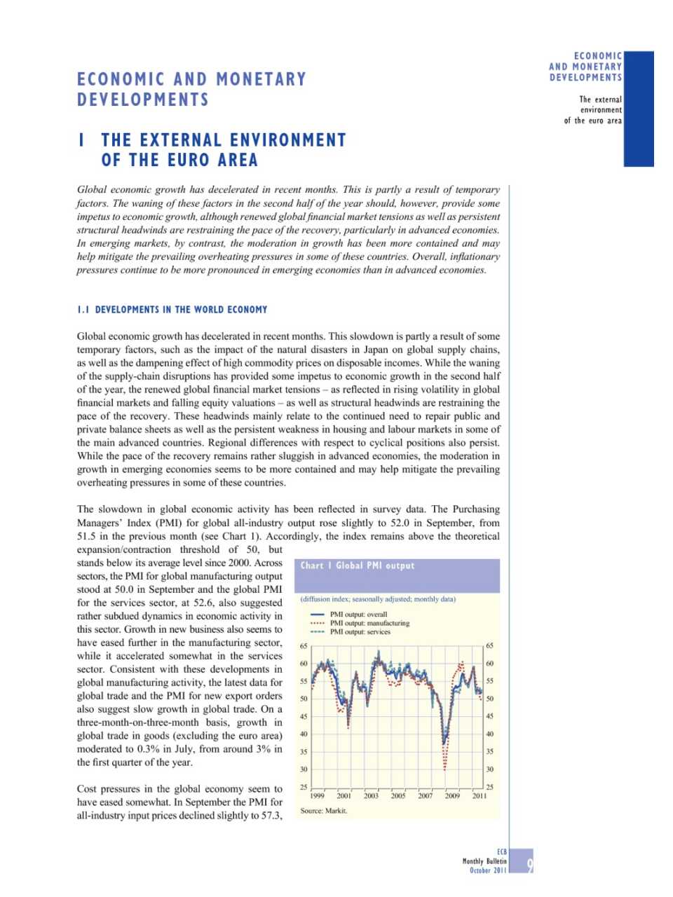 The external environment of the Euro area (Monthly Bulletin - October 2011)