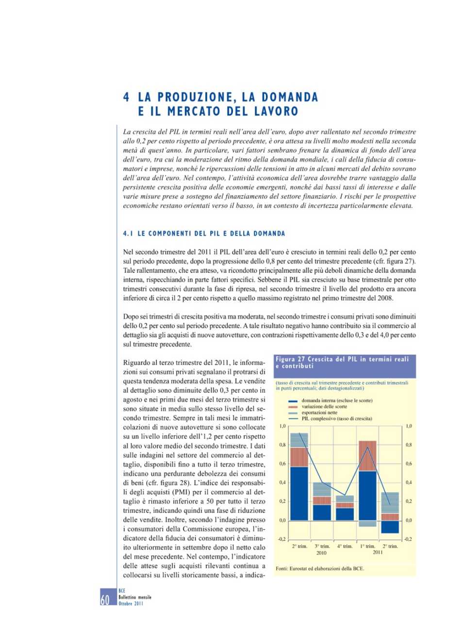 La produzione, la domanda e il mercato del lavoro (Bollettino Mensile - Ottobre 2011)