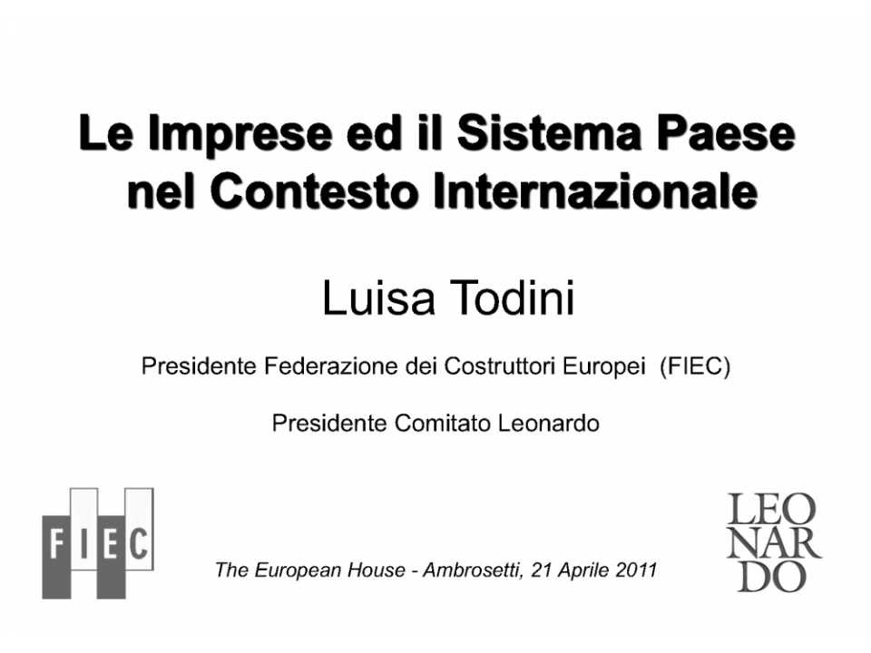 Le imprese e il sistema paese nel contesto internazionale