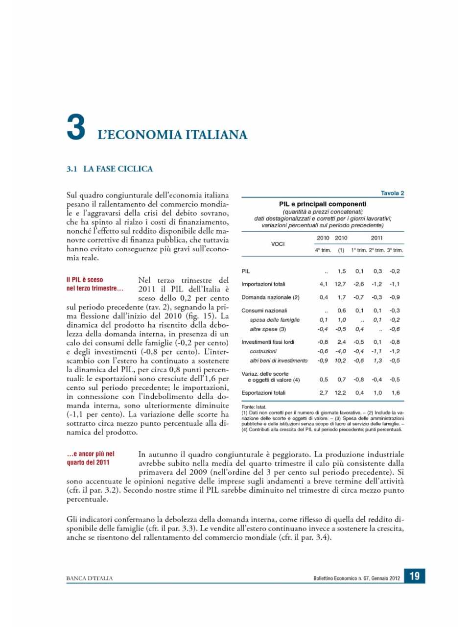 L'economia italiana (Bollettino economico n.67)
