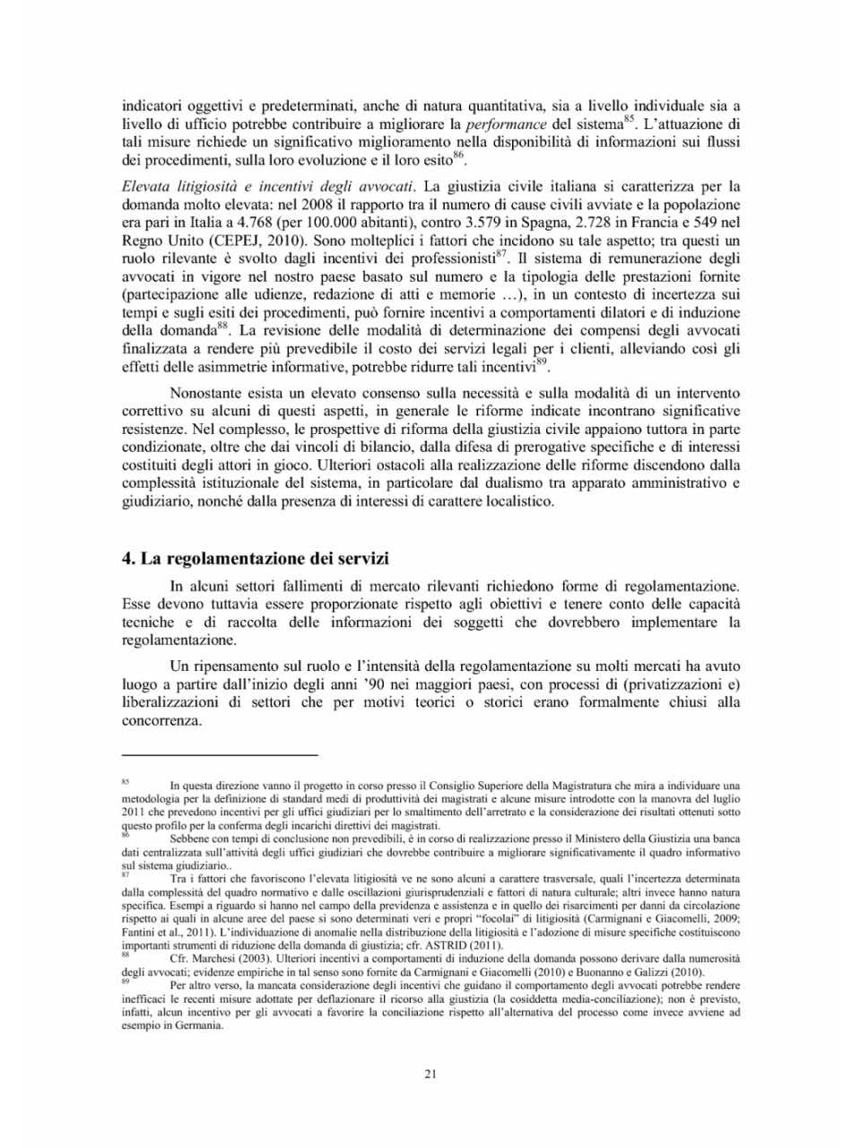 La regolamentazione dei servizi