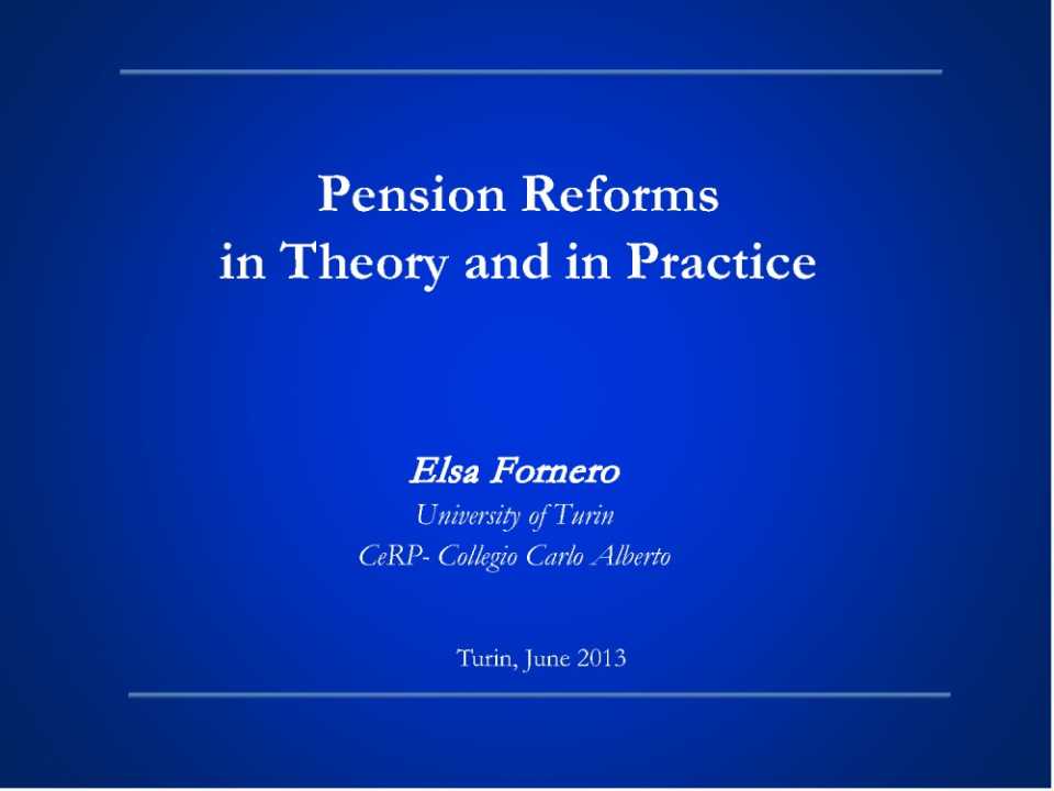 Pension reforms in theory and practice