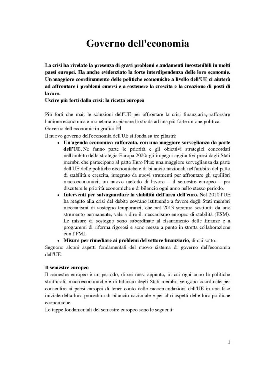 Governo dell'economia