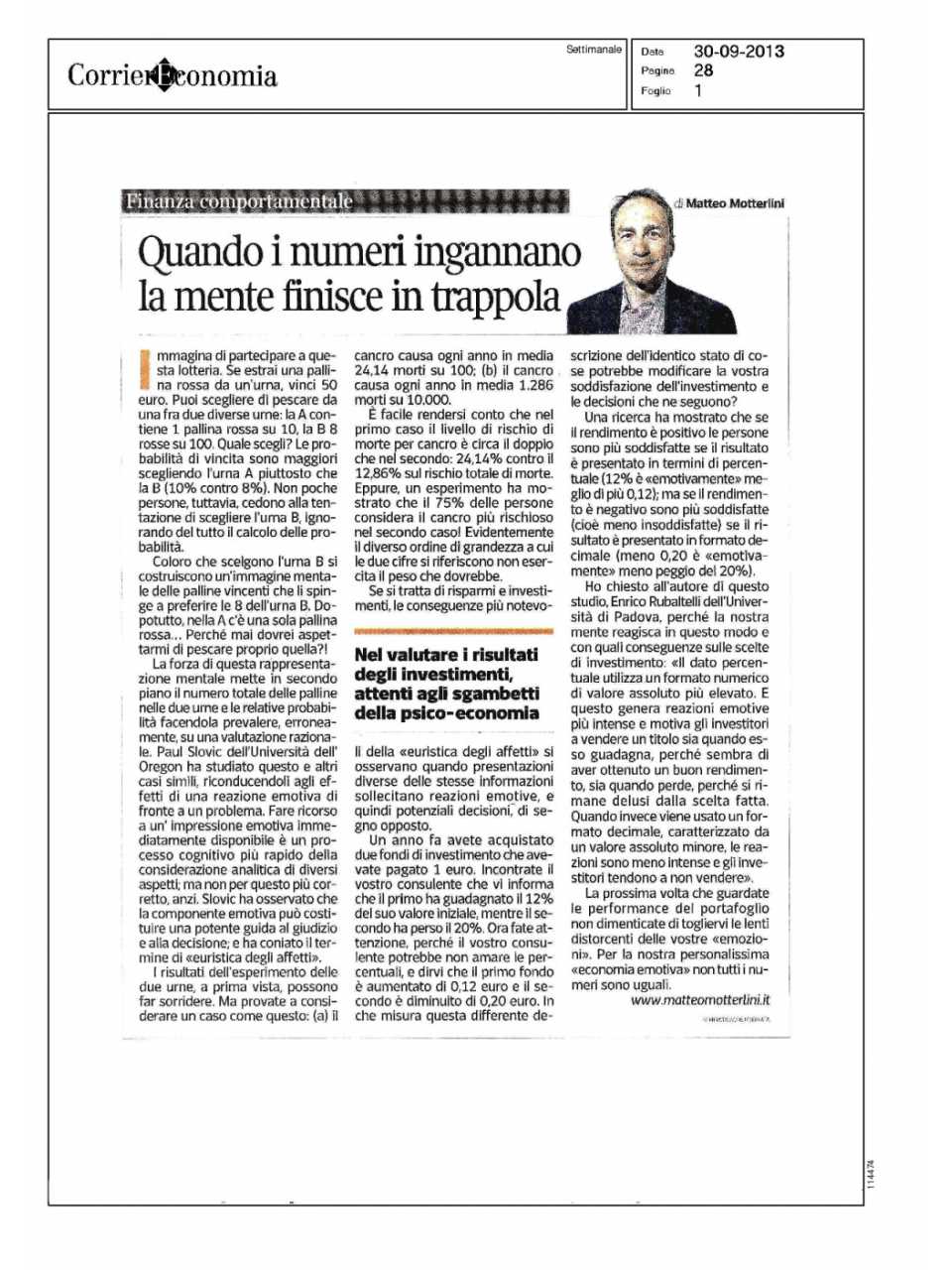 Quando i numeri ingannano la mente finisce in trappola