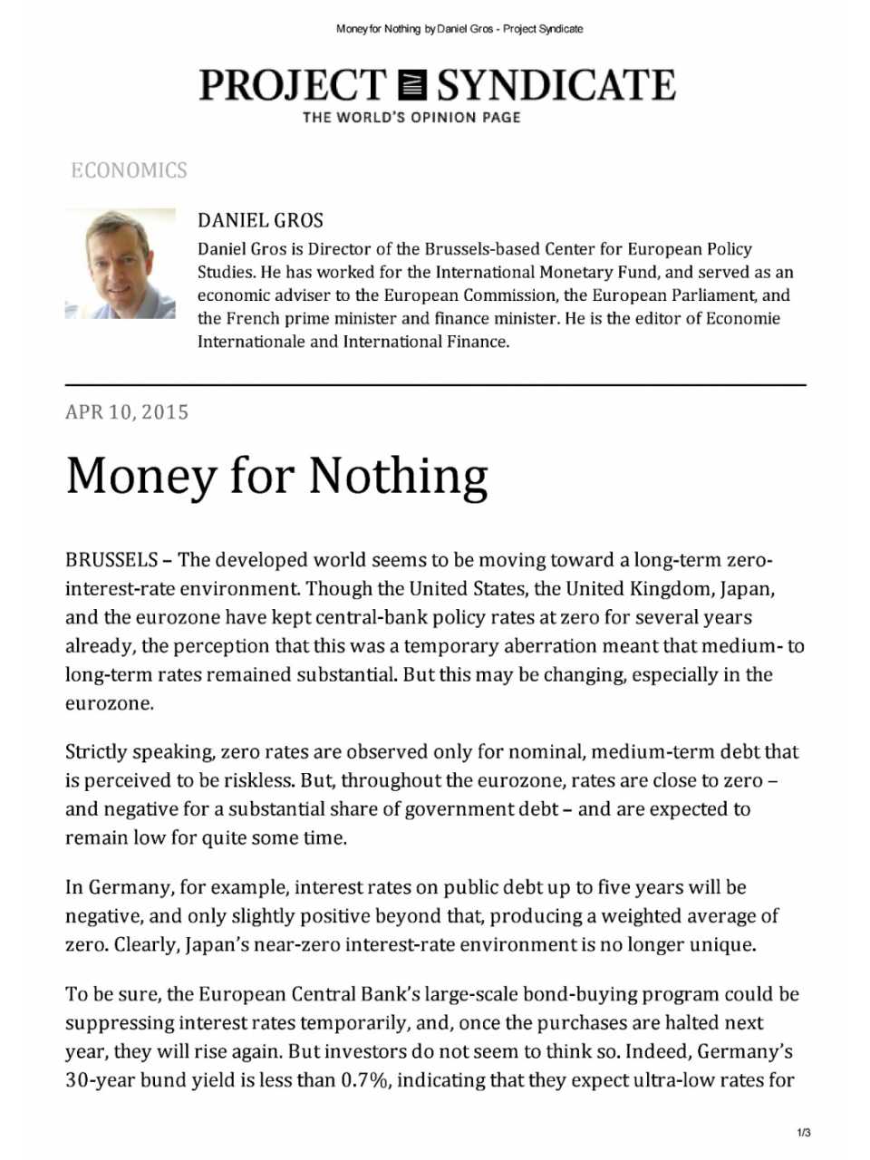 Money for nothing