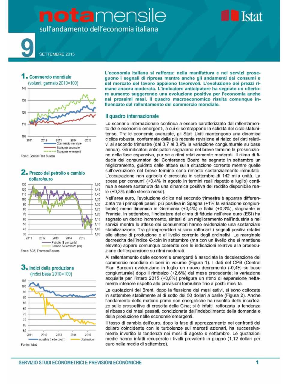 Nota mensile sull'andamento dell'economia italiana