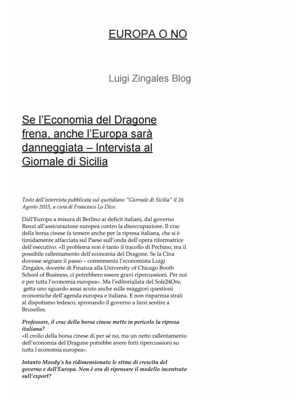 AGGIORNAMENTO PERMANENTEIN PRESENZA
Leaders’ Views 2015