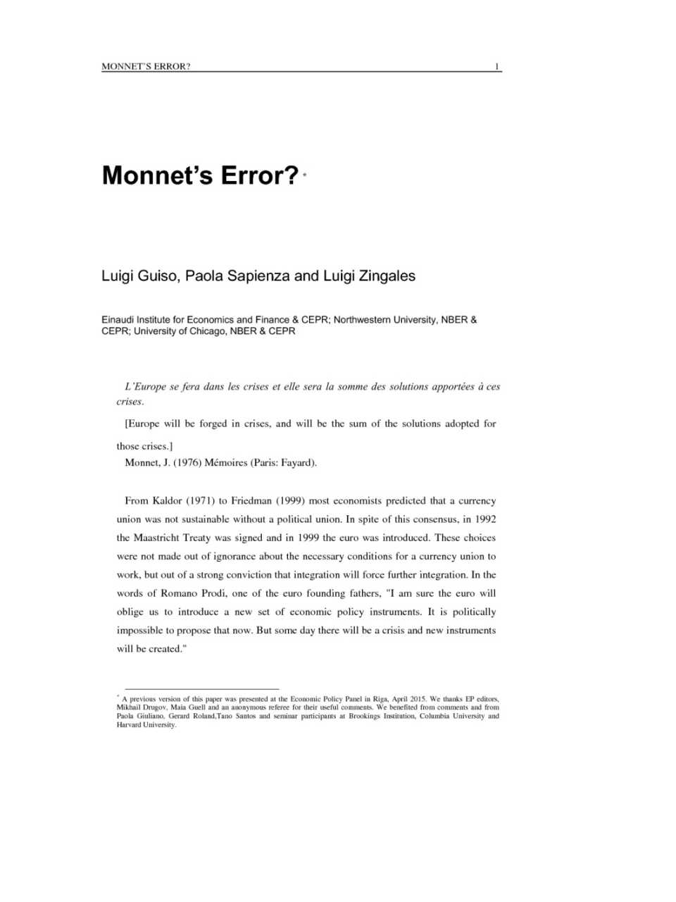 Monnet's Error