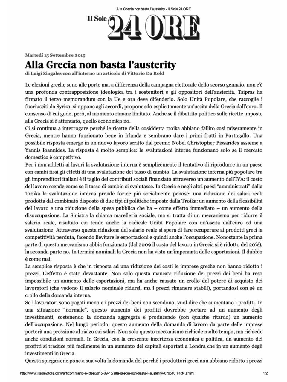Alla Grecia non basta l'austerity