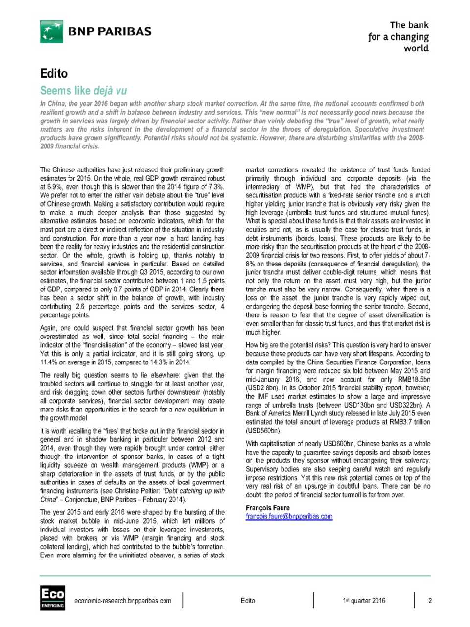 Eco Emerging Editorial, Economic Research Department